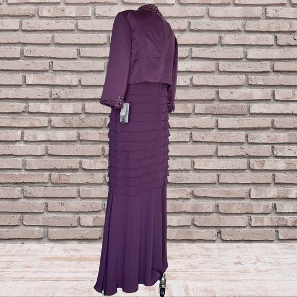 ALEX Evenings 2pc Rhinestone Purple Dress Blazer Suit 10 petite NWT - Picture 3 of 12